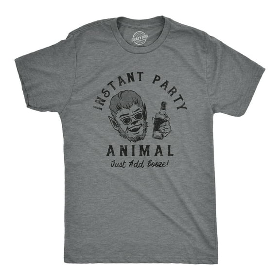 Mens Instant Party Animal T Shirt Funny Drinking Partying Wolverine Tee for Guys Graphic Tees