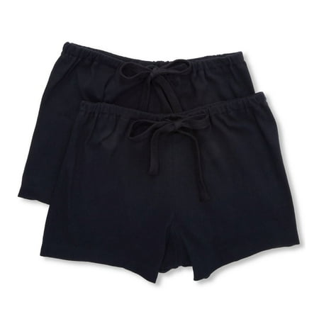 Women s Cottonique W22220N Latex Free Organic Cotton Boyleg Panty - 2 Pack (Black 7)