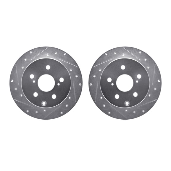 Dynamic Friction Company Rear Brake Rotors-Drilled and Slotted-Silver 7002-76113