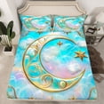 thumbnail image 2 of Erosebridal Ensemble de Draps Ramadan Taille Simple, Draps de Lit Lune Dorée 3D Simple, Décor Nuage Rêveur 3 Pcs, 2 of 7