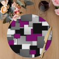 thumbnail image 3 of Modern Purple Grey Round 13 Inch Placemats Set of 6, Abstract Geometric Color Blocks HeatResistant Non Slip Place Mats for Dining Table, Wipeable Braided Kitchen Table Mats for Housewarming, 3 of 9