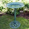 Alpine Corporation 20" x 28" Plastic Scrollwork Bird Bath, Green