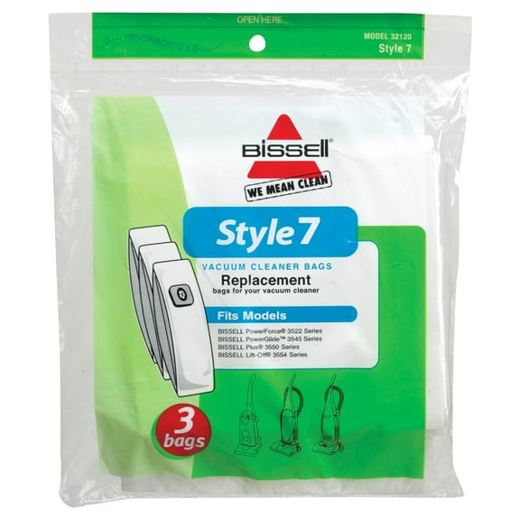 BISSELL Style 7 Vacuum Bags for Bagged Vacuums, 3 pk, 32120
