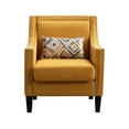 thumbnail image 4 of Accent Chair with Arms, Mid Century Modern Decorative Side Chair, Upholstered Reading Chair with Wood Legs Nailhead Studded Wingback, Linen Fabric Chair for Living, Room, Bedroom, Yellow, 4 of 7