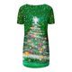 thumbnail image 5 of Fiudx Ofertas de La Semana Top de Manga Corta con Cuello En V Raglán con Parte Delantera Corta y Espalda Larga con Estampado Navideño Informal a La Moda para Mujer, 5 of 5