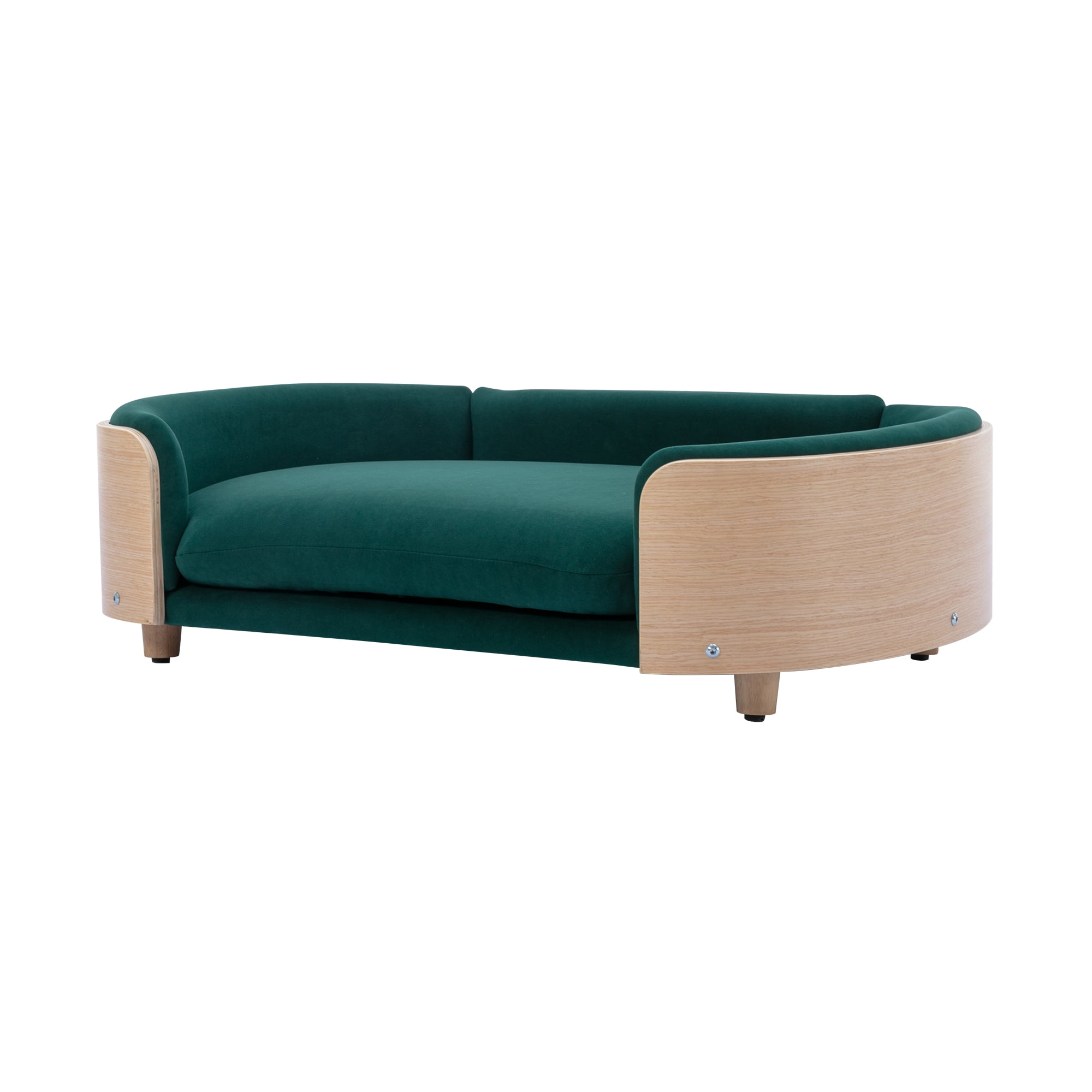 Pefilos 38" Elevated Dog Bed Pet Sofa with Solid Wood Legs and Bent Back, Cat Sofa Bed Velvet Cushion Couch Furniture, Green Pefilos 38" Elevated Dog Bed Pet Sofa with Solid Wood Legs and Bent Back, Cat Sofa Bed Velvet Cushion Couch Furniture, Green