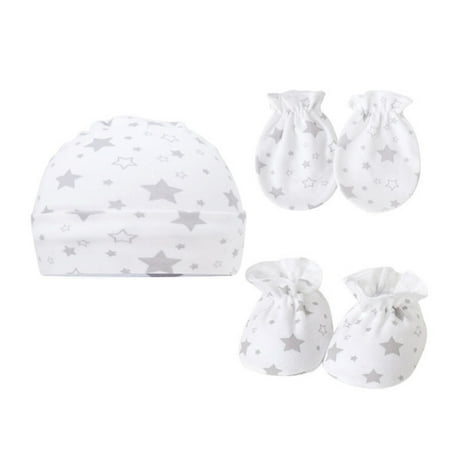 

QUSENLON Newborn Baby Hats Soft Baby Mittens and Socks Set Cotton Baby Fetal Caps Baby Beanie Hats No Scratch Mittens for Infants