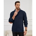thumbnail image 5 of Colsmile Men's Cable Knit Sweater Stand Collar Quarter Button Pullover Casual Long Sleeve Knitwear, 5 of 9