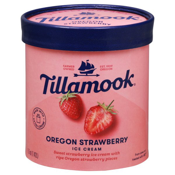 Tillamook Original Premium Oregon Strawberry Ice Cream, 48 Fl Oz