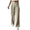 thumbnail image 1 of RKZDSR Casual Wide Leg Pants for Women Button High Waist Plus Size Straight Leg Solid Color Long Pant Loose Pant for Summer Petite Work Office Business Pants Khaki M, 1 of 6