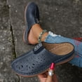 thumbnail image 4 of Mules Sandals for Women Thick Sot Sole Retro Hollow out Slip on Slides Casual Lightweight Nonslip Orthopedic Walking Shoes Blue Size 7.5, 4 of 7
