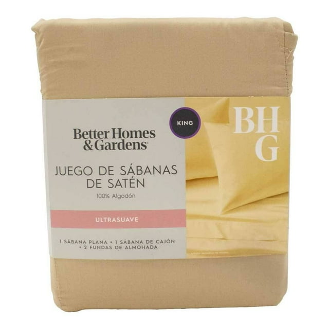 Juego de Sábanas Better Homes & Gardens 4 Piezas Tamaño King Diseño Liso Beige