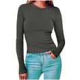 thumbnail image 2 of Womens Tops Basic Tops for Woman Casual Solid Color Shirts Long Sleeve T Shirts Trendy Crewneck Tees Blouses Basic Outfits Shirts for Women, 2 of 6
