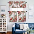 thumbnail image 2 of Cardinal Bird Kitchen Curtains Sets for Windows 24 Inch Length, Winter Poinsettia Pine Cones Berry Wood Rod Pocket Window Treatments Tier Curtains and Valances Set for Bedroom/Bathroom, 2 of 8