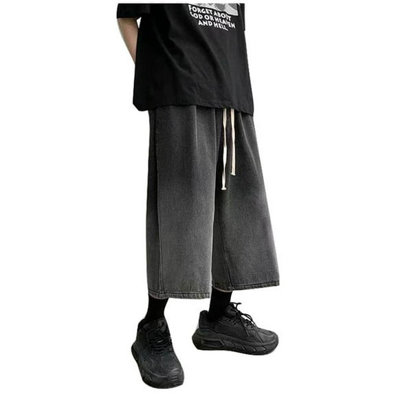 JIKNTTR Men's Hiking Cargo Shorts Baggy Jean Shorts For Men Jorts Casual Loose Fit Fashionable Stretch Denim Shorts Summer Mens Denim Shorts Commuting Shorts Dailywear