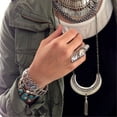 thumbnail image 4 of Anillo vintage de plata Grabado Flor Tibetano para mujeres Sunnimix, 4 of 5