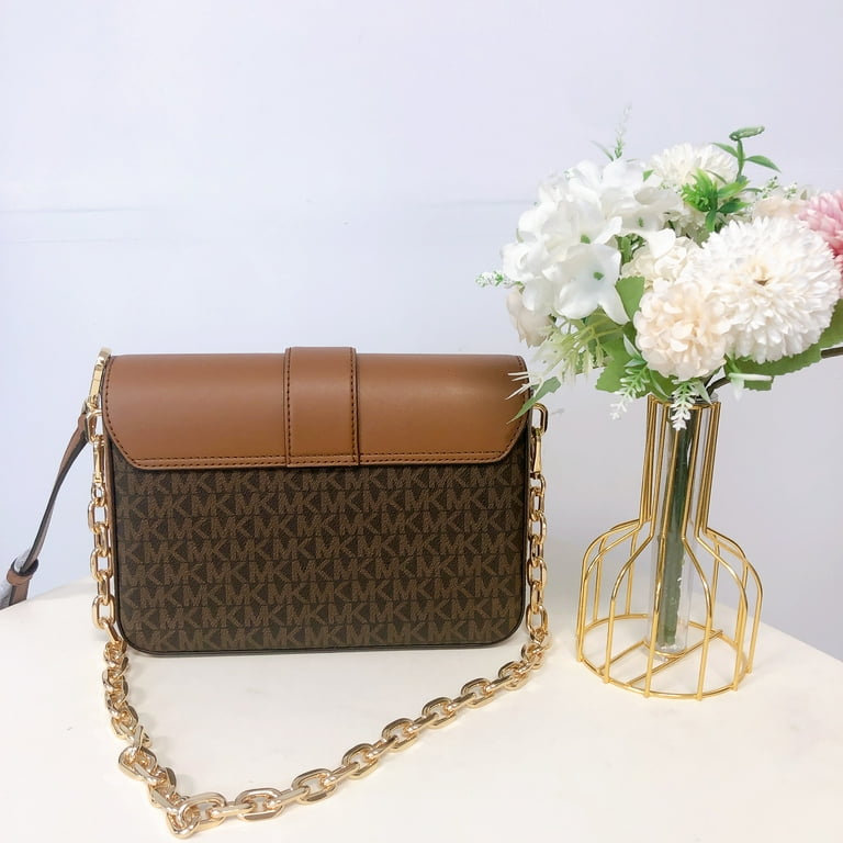 Michael Kors Carmen Small Crossbody Bag in Brown Signature PVC Leather 35S2GNML2B 847 Walmart
