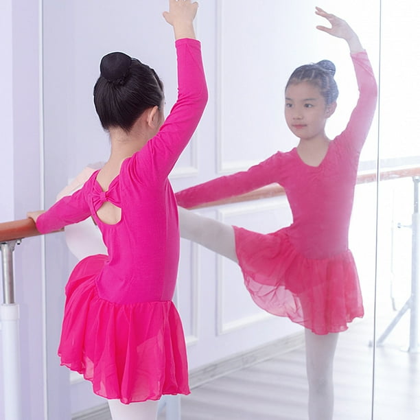 Girls Ballet Dress Gymnastics Dance Leotard Costume Dancewear With Skirt 
