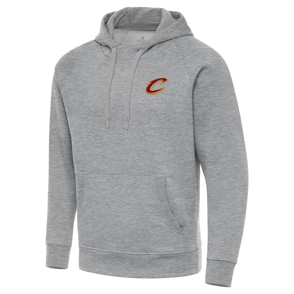 Men's Antigua Heather Gray Cleveland Cavaliers Big & Tall Victory Raglan Pullover Hoodie