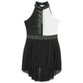 thumbnail image 5 of TSSOE Girls Sequins Ballet Dance Lyrical High Low Chiffon Dress Kids Leotard with Irregular Skirt Costume Black&White 6, 5 of 7