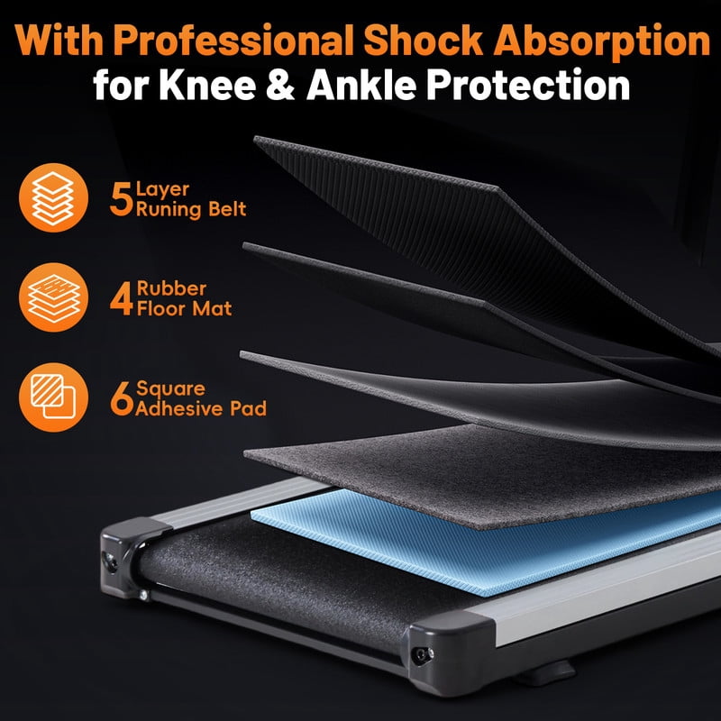 Simenmax Walking Pad, Under Desk Treadmill for Home Office, Quiet Portable Treadmill for Small Spaces, Apartments, Remote Control & LED Display,Silver
