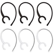 6 Large Clamp Ear Hook Replacements - Retail Packaging - Black/Clear
