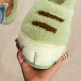 thumbnail image 4 of 3D Cat Paw Plush Slippers Furry Paw Couple Slippers Anti Slip for Indoor Bedroom (Green 36-37), 4 of 5