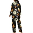 thumbnail image 2 of Renewold Soft Halloween Pajamas for Women Stylish Lounge Wear Button Pullover Tops & Long Pants Set of 2 Bats Web Crewneck Sleep Wear Clothing Casual Home Life Night Clothes Size 4XL, 2 of 6