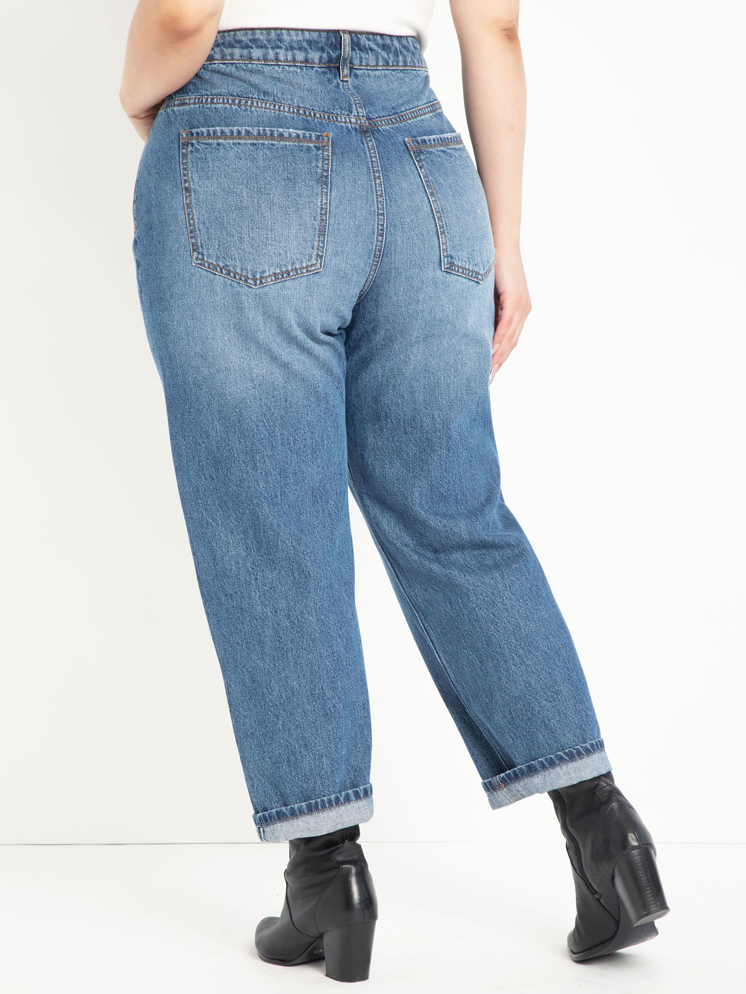 ELOQUII Elements Plus Size Distressed Mom Jeans - image 3 of 3