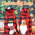 thumbnail image 4 of Bolsas con cordón, bolsas de Navidad con diseño 3D de cuadros de búfalo para suministros de fiesta de Navidad, 18 x 10 pulgadas Namotu YZY966, 4 of 7