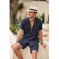 thumbnail image 3 of COOFANDY Men's Linen Sets 2 Piece Hawaiian Vacation Matching Shirt and Shorts Set, 3 of 6