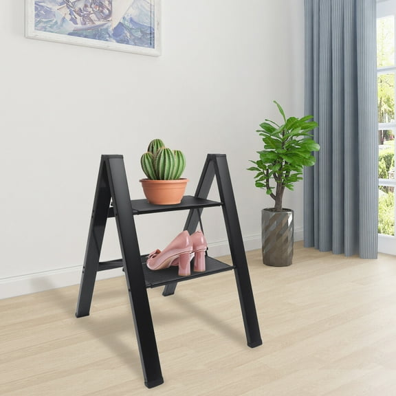 2 Layers Folding Step Stool Portable Folding Step Stools for Adults Office Home Kitchen