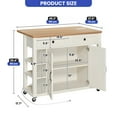 thumbnail image 5 of ModFusion 45" Kitchen Island Cart Drop Leaf Power Outlet Rolling Storage Cabinet Drawers Side Shelves, 5 of 10