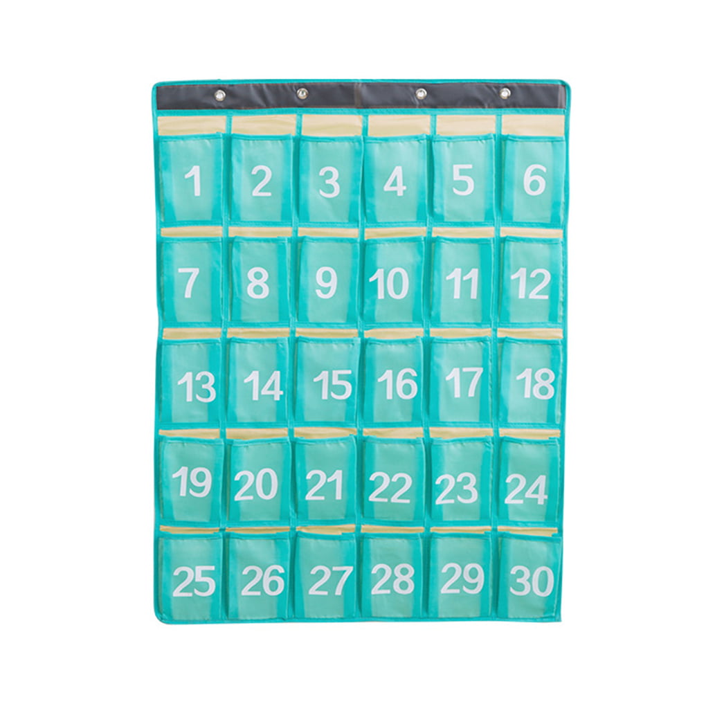 30-Pocket Numbered Classroom Cellphone Storage Calculator Holder Wall Door Mount 