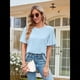 thumbnail image 5 of Tops de Mujer 2025, Camisetas Casuales de Acampanada, Camisetas Básicas de Verano con Cuello Redondo, Blusas Lindas, Azul L, 5 of 7