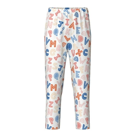 Fuzoiu Scandinavian Alphabet Print Teenagers Pajama Pants Lounge Pants with 2 Pockets Elastic Waist Kids Sleep Bottoms Comfy Sleepwear PJ Bottoms for Kids-Large