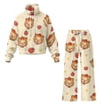 thumbnail image 7 of Renewold Two Piece Lounge Sets for Women Comfiest Airport Outfits Leisure Outfits Matching Set Drawstring Mock Neck Top Wide Leg Lounge Pants, Cartoon Capybara Fruit Print, M, 7 of 7