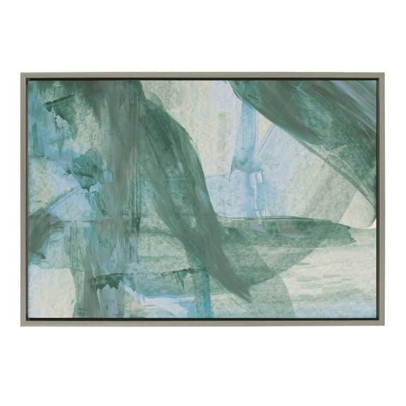 Kate and Laurel x Mentoring Positives Collaboration The Looking Glass Framed Wall Art, 23x33 Gray, Green and Blue Neutral Abstract Art Wall Décor