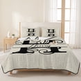 thumbnail image 3 of Twin XL Quilt Set 68''x98'', Letter H Lightweight Summer Bedspread Coverlet Set with 2 Pillow Shams, Monogram Words Breathable All Season Quilt Bedding for Dorm/Guest Room, 3 of 9