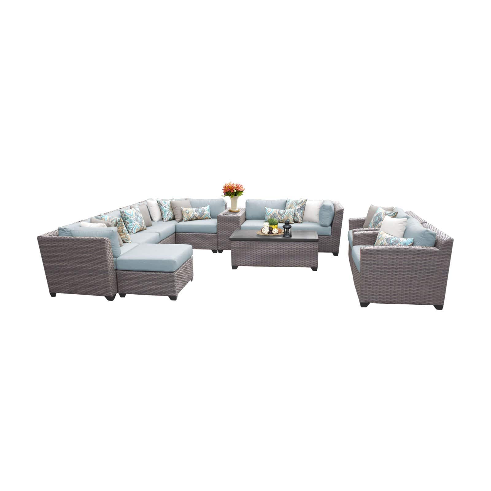 TK Classics Florence Wicker 12 Piece Patio Conversation Set with Coffee Table and 2 Sets of Cushion Covers - image 2 of 2