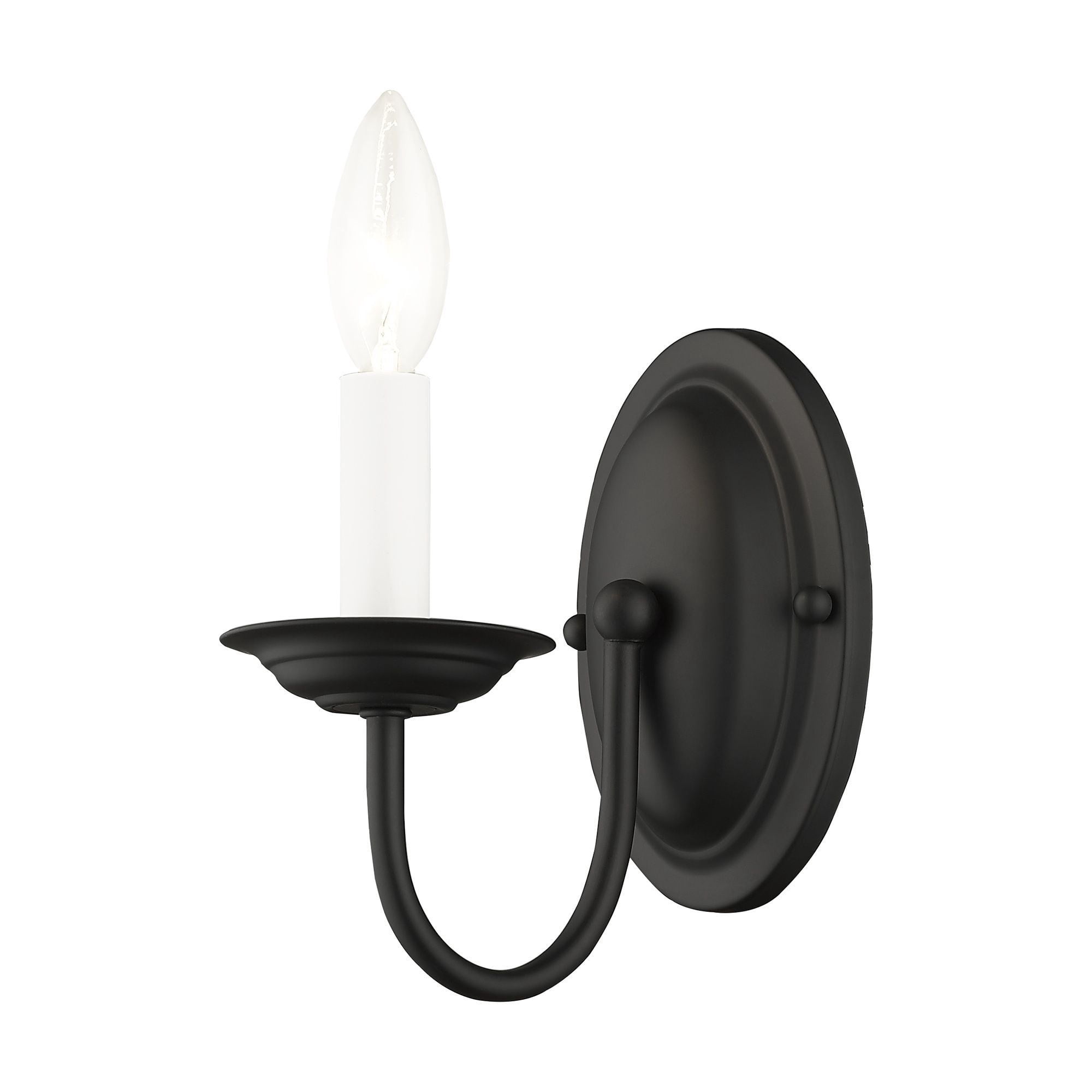 4151-04 Livex Lighting Home Basics - 1 Light Wall Sconce in Farmhouse Style - 4.25 Inches wide by 7 Inches high-Black Finish