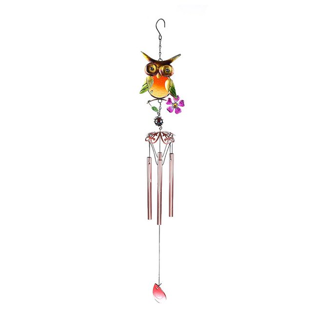 Campanilla De Viento De Búho Nocturno Hecha A Mano De Metal Resistente Al Agua Colgante Musical Campana De Viento Con 4 Tubos Romántico Búho Móvil Atrapavientos Para La Decoración Del Balcón Minnieouse HA027401-02