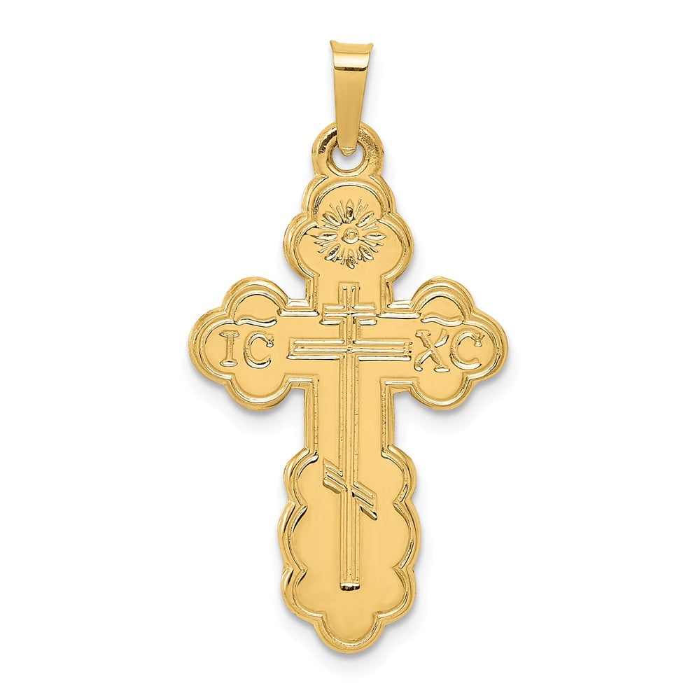Sky Jewelers Real 14kt Yellow Gold Eastern Orthodox Cross Pendant