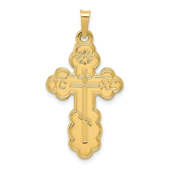 14K Yellow Gold Charm Pendant Themed 34 mm 18 Eastern Orthodox Cross