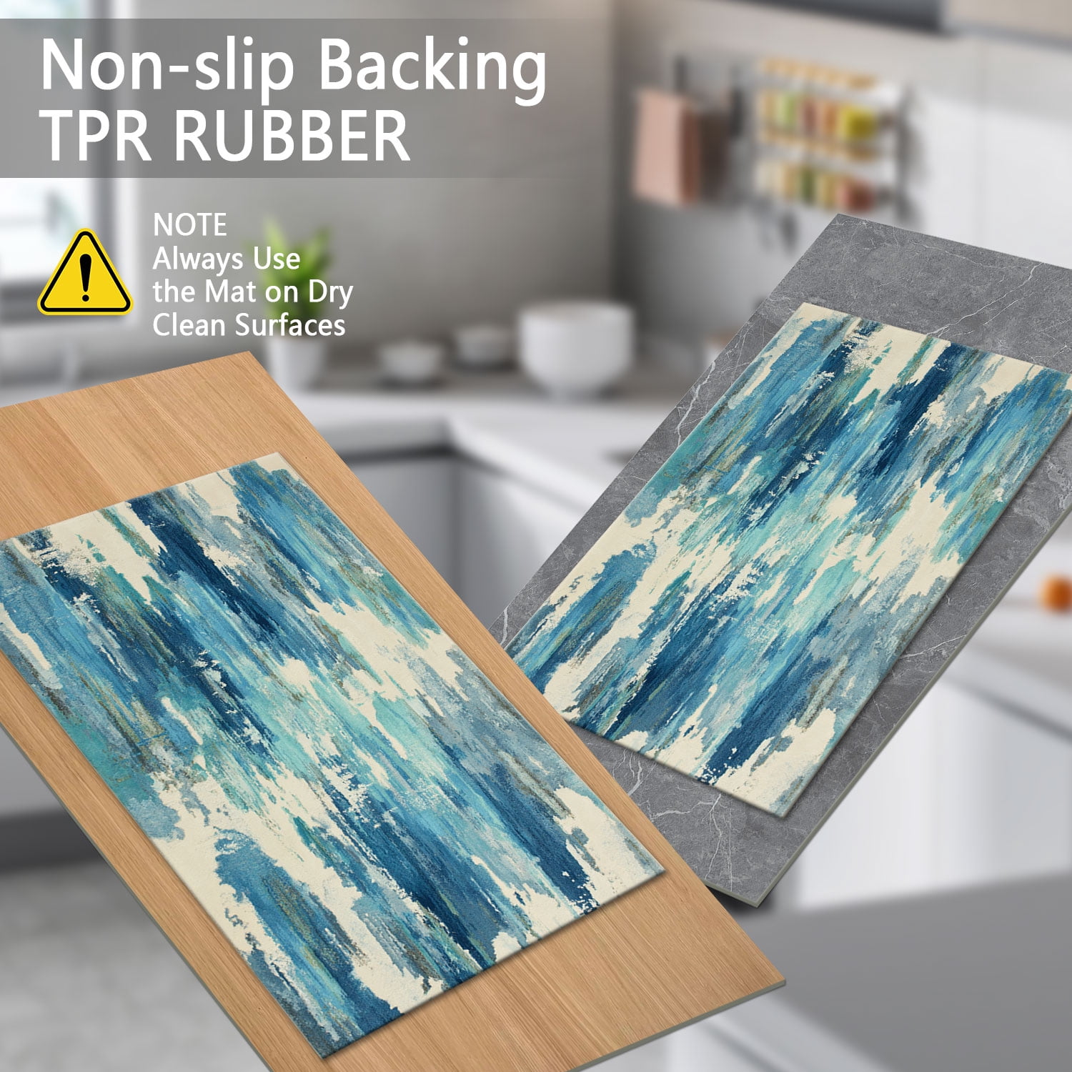 3-Piece Farmhouse Kitchen Rug Set, Washable Anti Slip Striped Floor Mats in 3 Sizes, Stain Resistant Decor Rugs for Kitchen Hallway Bathroom Home Christmas Decor