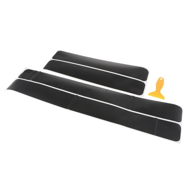 S SERENABLE 4x Carbon Fiber Door Sill Scuff Plate Anti Scratch Sticker Trim + Scraper Blade Tool - Black, 59.5cm
