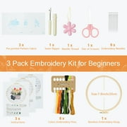 RidaaFri 3 Sets Beginner Embroidery Kit, DIY Cat Patterns, Adults Craft Set, Video Tutorial