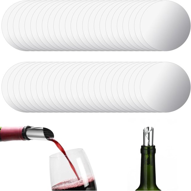 PinesC Silver Wine Pourer, 50 Pieces Wine Pourer and Stopper Thin and Reusable DStop Wine Pourer Spout for Wine Beverage Beer Liquid Dispenser