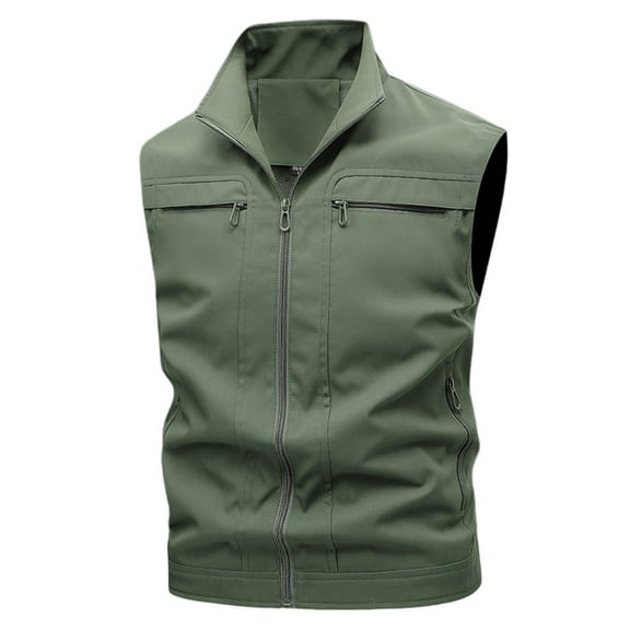 cocolona Mens Sleeveless Zipper Jacket Tops Outdoor Hiking Photographer Fishing Vest with Pocket