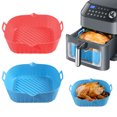 thumbnail image 1 of Luniquz 2 Pack Réutilisable Carré Air Friteuse Doublure Alimentaire Silicone Air Friteuse Accessoires (Rouge et Bleu), 1 of 7